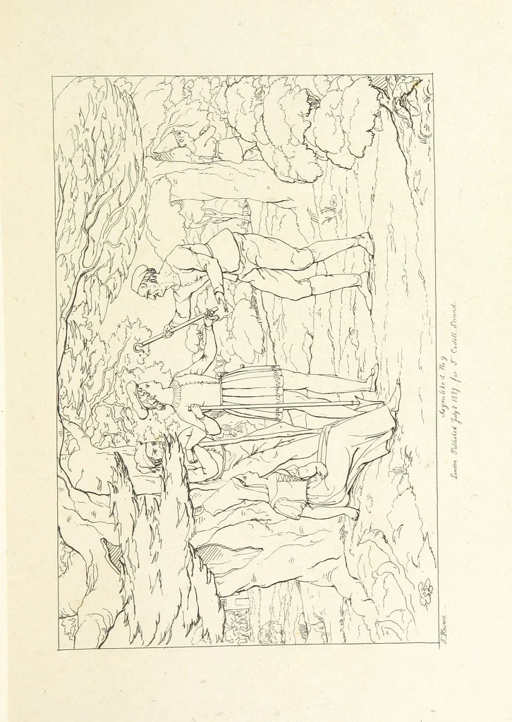 An illustration from The Spirit of the Plays of Shakspeare exhibited in a Series of Outline Plates, illustrative of the story of each play ... With quotations and descriptions. L.P, 1833, leaf 101