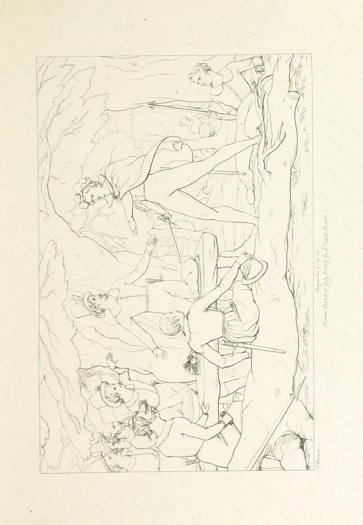 An illustration from The Spirit of the Plays of Shakspeare exhibited in a Series of Outline Plates, illustrative of the story of each play ... With quotations and descriptions. L.P, 1833, leaf 103