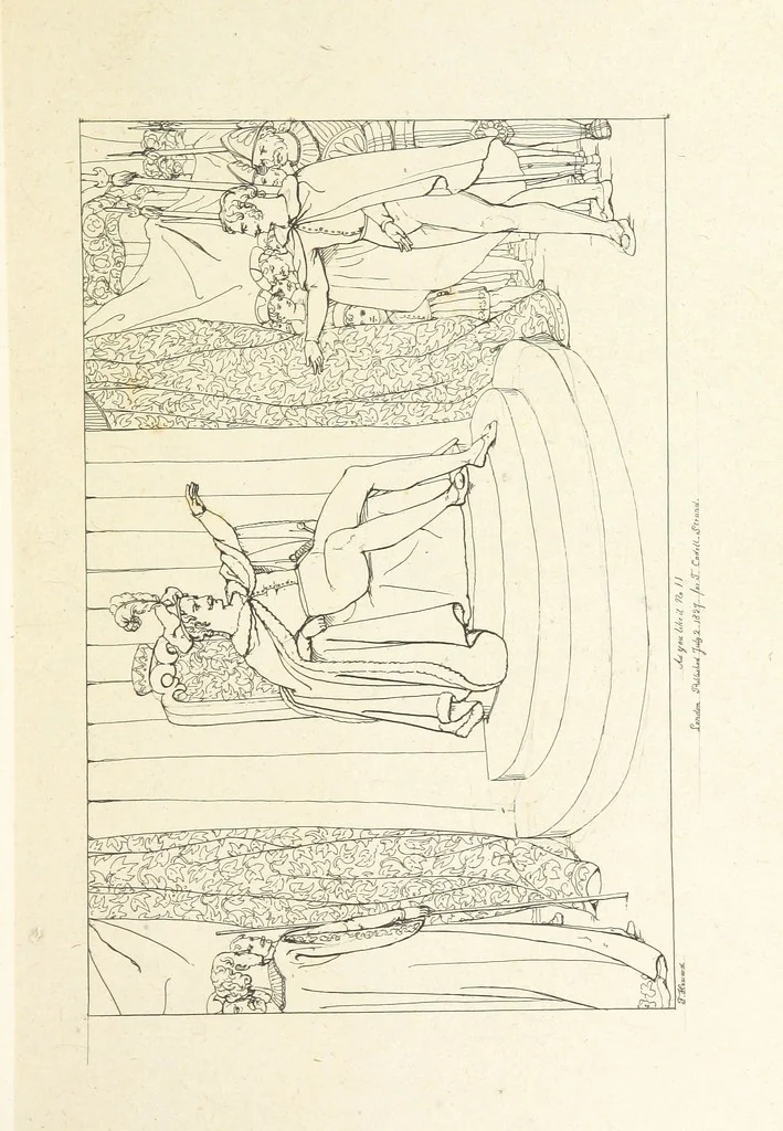 An illustration from The Spirit of the Plays of Shakspeare exhibited in a Series of Outline Plates, illustrative of the story of each play ... With quotations and descriptions. L.P, 1833, leaf 105