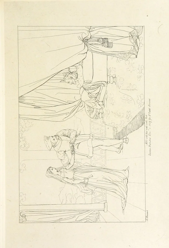 An illustration from The Spirit of the Plays of Shakspeare exhibited in a Series of Outline Plates, illustrative of the story of each play ... With quotations and descriptions. L.P, 1833, leaf 137