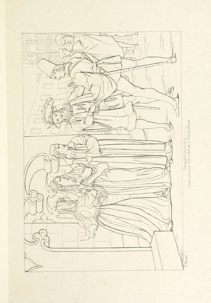 An illustration from The Spirit of the Plays of Shakspeare exhibited in a Series of Outline Plates, illustrative of the story of each play ... With quotations and descriptions. L.P, 1833, leaf 181