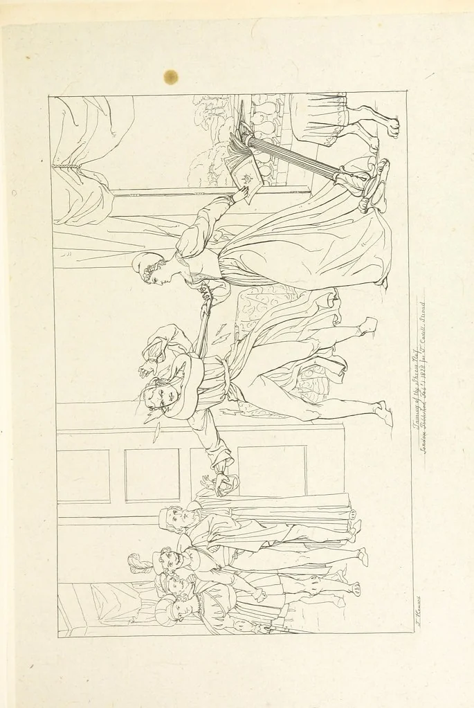 An illustration from The Spirit of the Plays of Shakspeare exhibited in a Series of Outline Plates, illustrative of the story of each play ... With quotations and descriptions. L.P, 1833, leaf 187