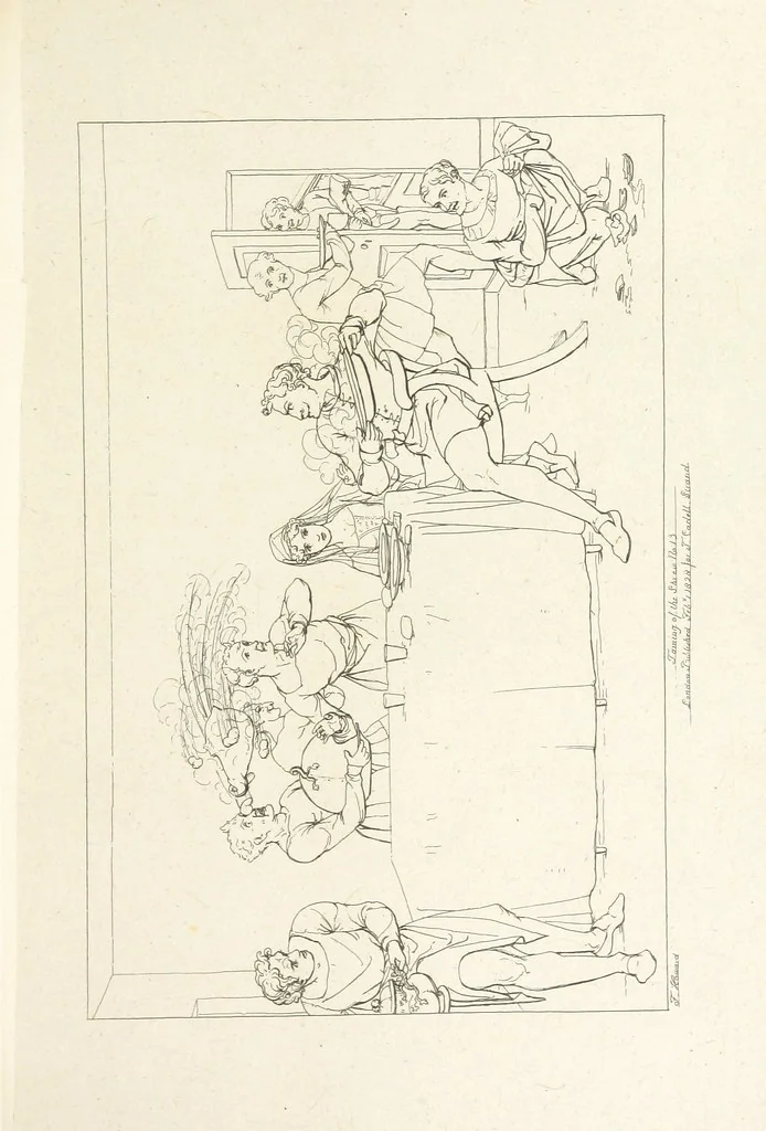 An illustration from The Spirit of the Plays of Shakspeare exhibited in a Series of Outline Plates, illustrative of the story of each play ... With quotations and descriptions. L.P, 1833, leaf 199