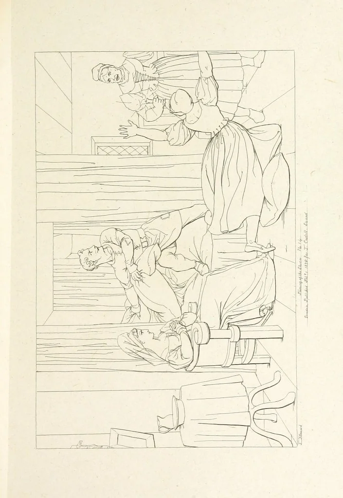 An illustration from The Spirit of the Plays of Shakspeare exhibited in a Series of Outline Plates, illustrative of the story of each play ... With quotations and descriptions. L.P, 1833, leaf 201