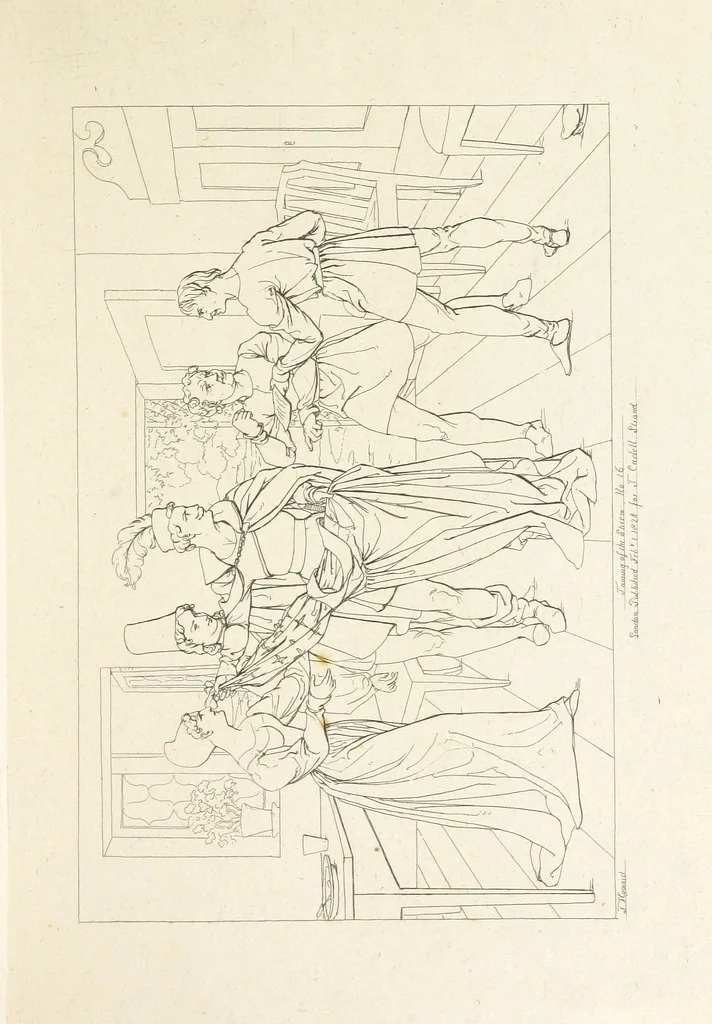 An illustration from The Spirit of the Plays of Shakspeare exhibited in a Series of Outline Plates, illustrative of the story of each play ... With quotations and descriptions. L.P, 1833, leaf 205