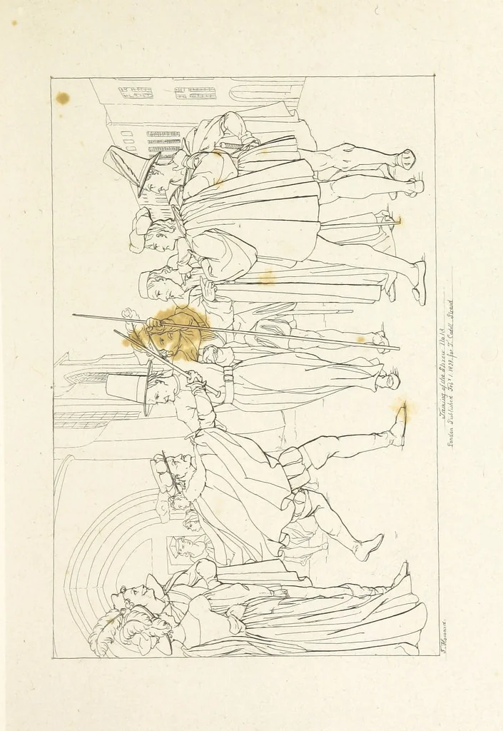An illustration from The Spirit of the Plays of Shakspeare exhibited in a Series of Outline Plates, illustrative of the story of each play ... With quotations and descriptions. L.P, 1833, leaf 209