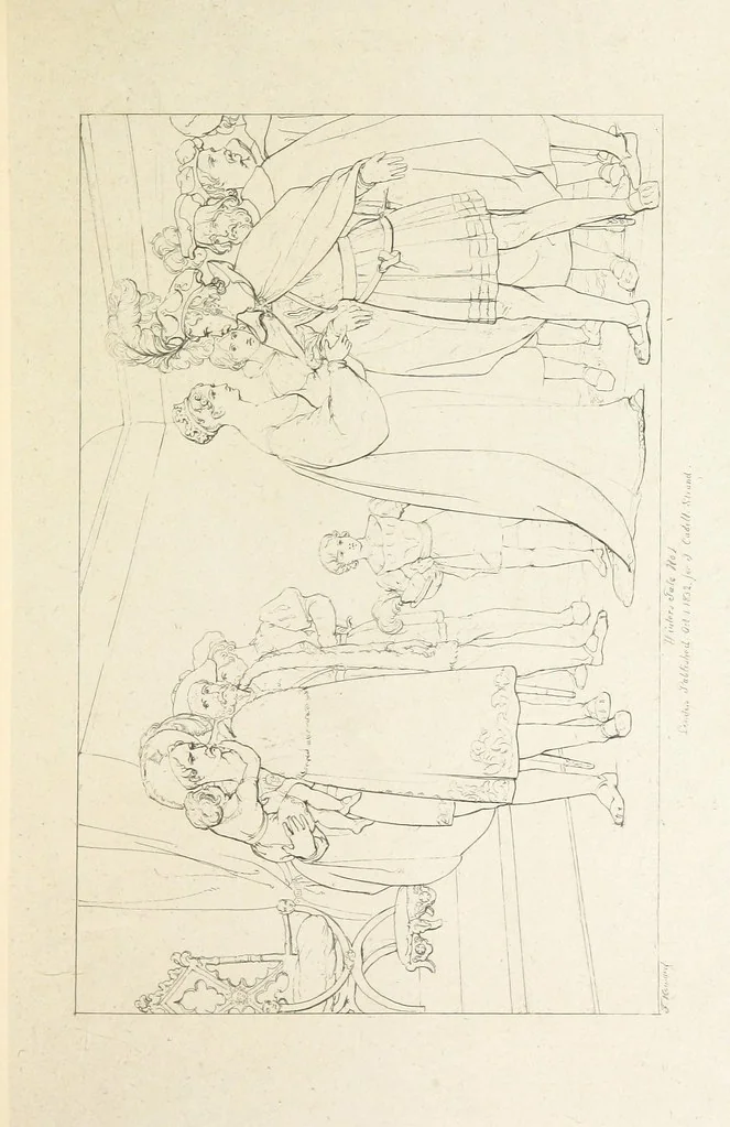 An illustration from The Spirit of the Plays of Shakspeare exhibited in a Series of Outline Plates, illustrative of the story of each play ... With quotations and descriptions. L.P, 1833, leaf 237