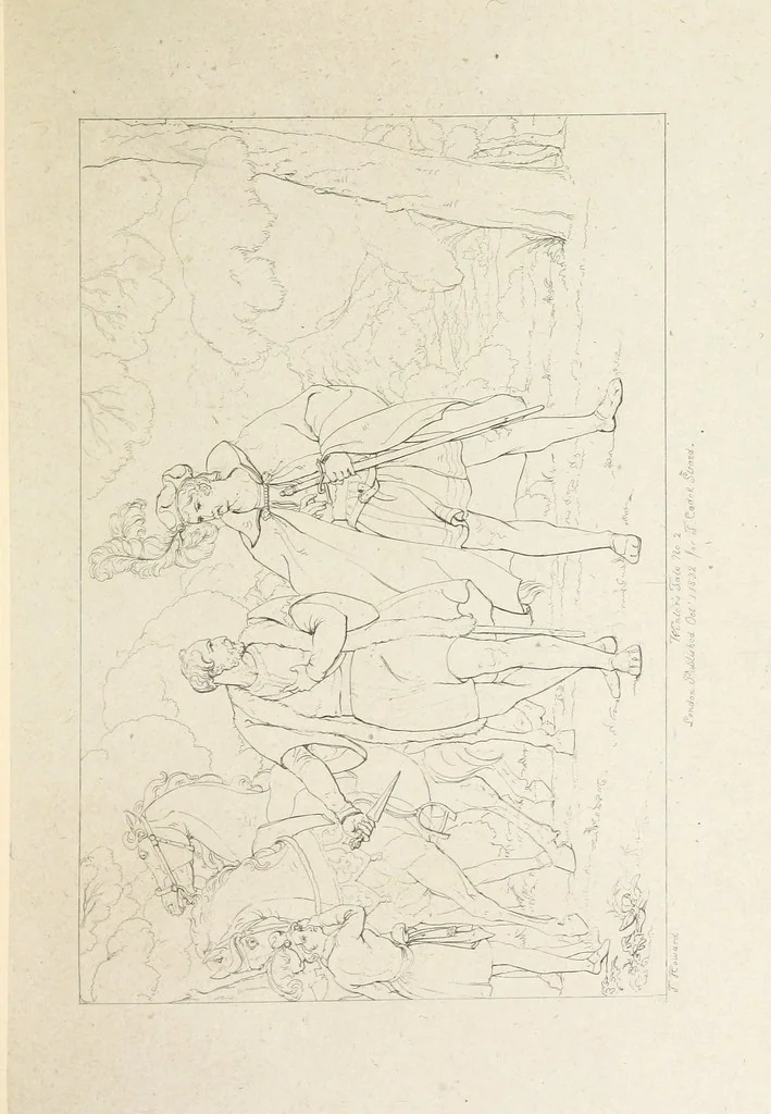 An illustration from The Spirit of the Plays of Shakspeare exhibited in a Series of Outline Plates, illustrative of the story of each play ... With quotations and descriptions. L.P, 1833, leaf 239