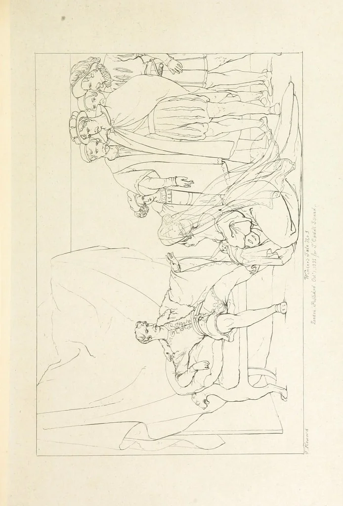 An illustration from The Spirit of the Plays of Shakspeare exhibited in a Series of Outline Plates, illustrative of the story of each play ... With quotations and descriptions. L.P, 1833, leaf 245