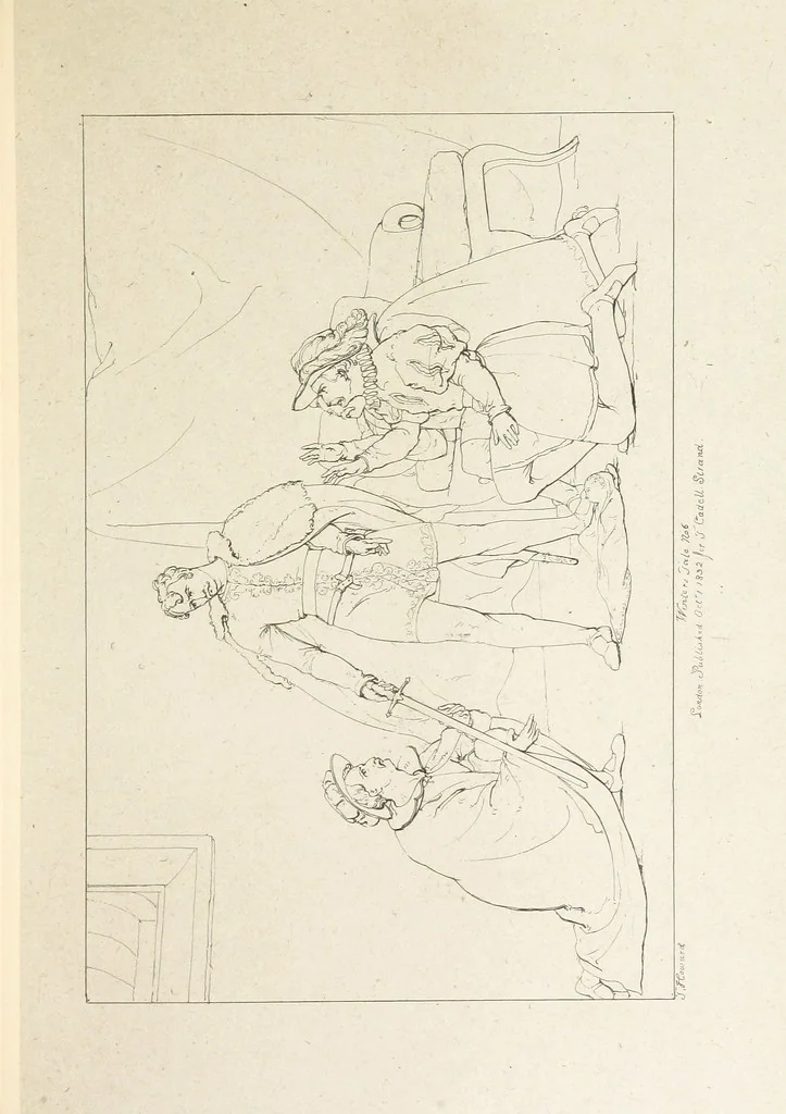 An illustration from The Spirit of the Plays of Shakspeare exhibited in a Series of Outline Plates, illustrative of the story of each play ... With quotations and descriptions. L.P, 1833, leaf 247