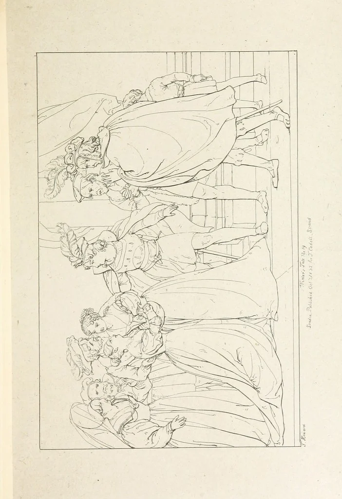 An illustration from The Spirit of the Plays of Shakspeare exhibited in a Series of Outline Plates, illustrative of the story of each play ... With quotations and descriptions. L.P, 1833, leaf 273