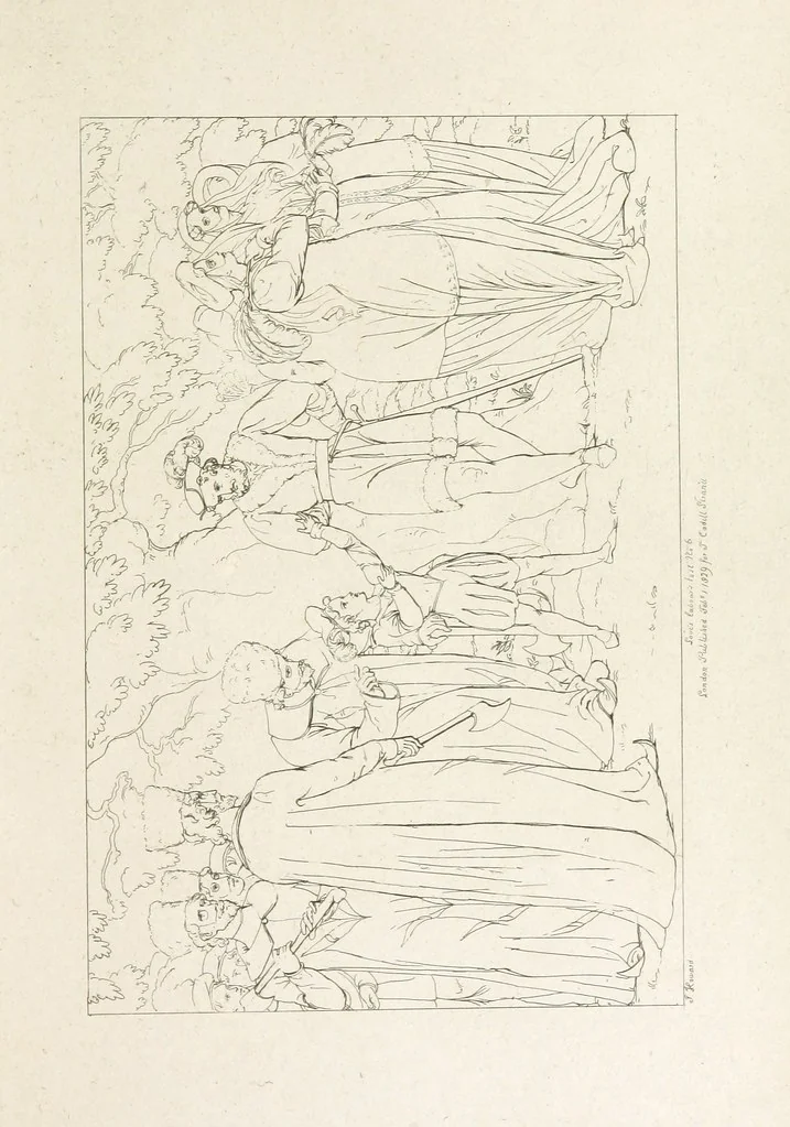 An illustration from The Spirit of the Plays of Shakspeare exhibited in a Series of Outline Plates, illustrative of the story of each play ... With quotations and descriptions. L.P, 1833, leaf 295