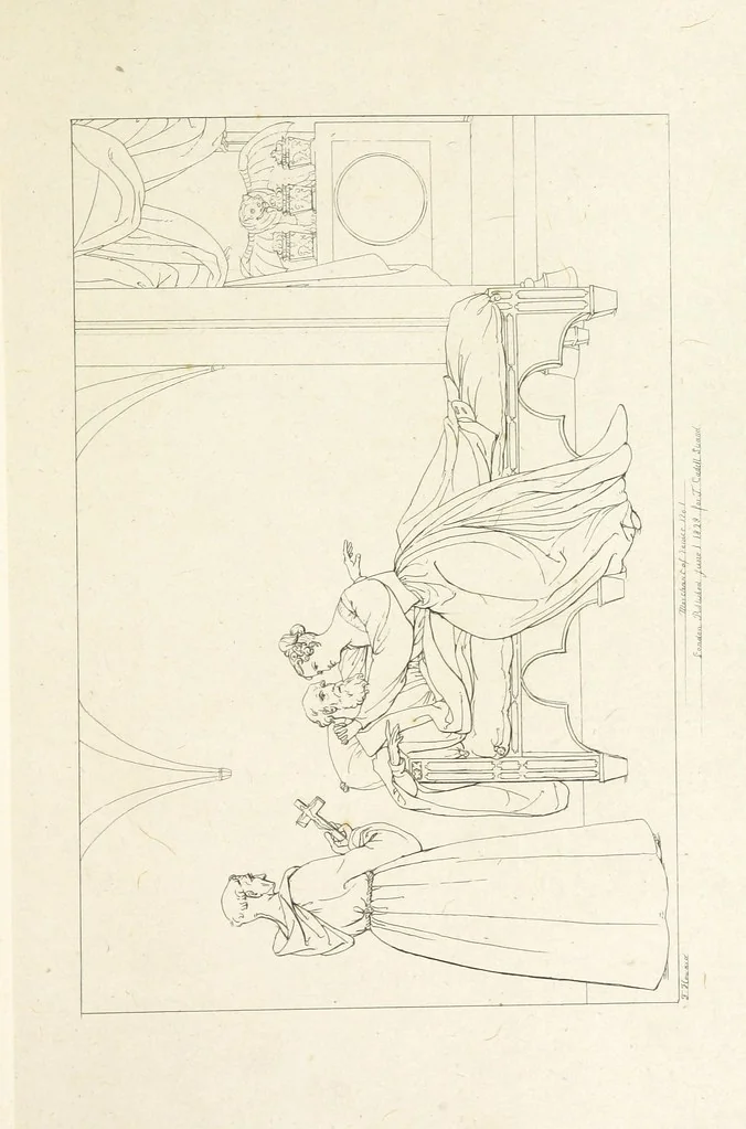 An illustration from The Spirit of the Plays of Shakspeare exhibited in a Series of Outline Plates, illustrative of the story of each play ... With quotations and descriptions. L.P, 1833, leaf 33