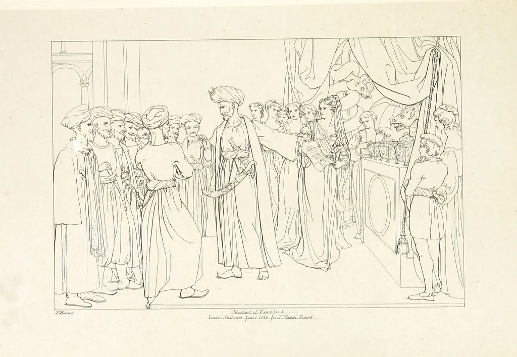 An illustration from The Spirit of the Plays of Shakspeare exhibited in a Series of Outline Plates, illustrative of the story of each play ... With quotations and descriptions. L.P, 1833, leaf 41