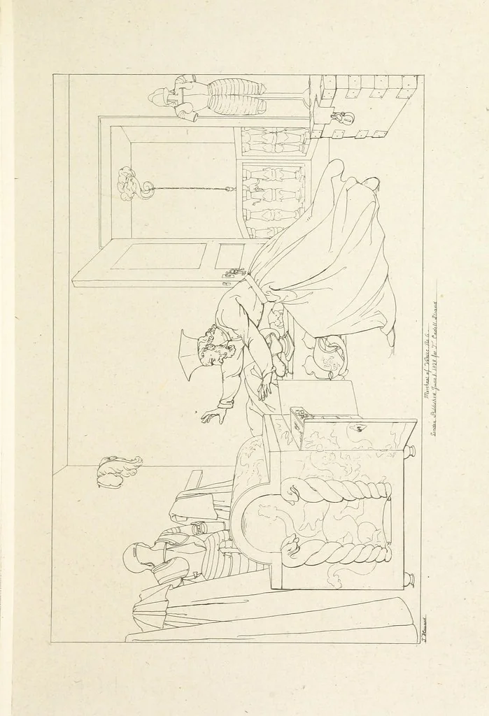 An illustration from The Spirit of the Plays of Shakspeare exhibited in a Series of Outline Plates, illustrative of the story of each play ... With quotations and descriptions. L.P, 1833, leaf 43