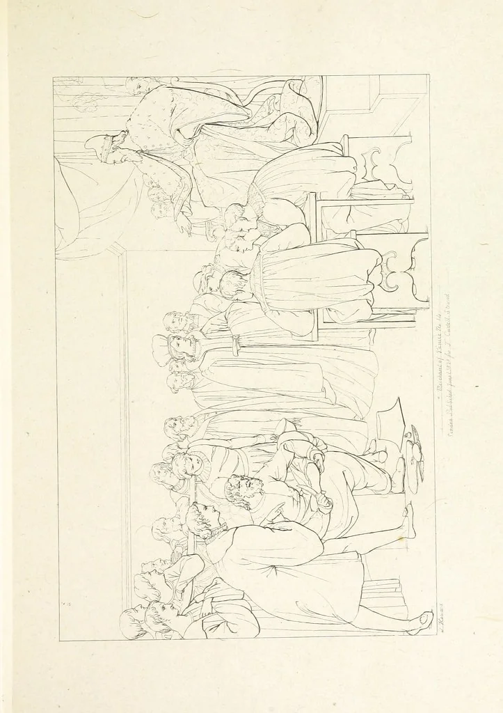 An illustration from The Spirit of the Plays of Shakspeare exhibited in a Series of Outline Plates, illustrative of the story of each play ... With quotations and descriptions. L.P, 1833, leaf 59