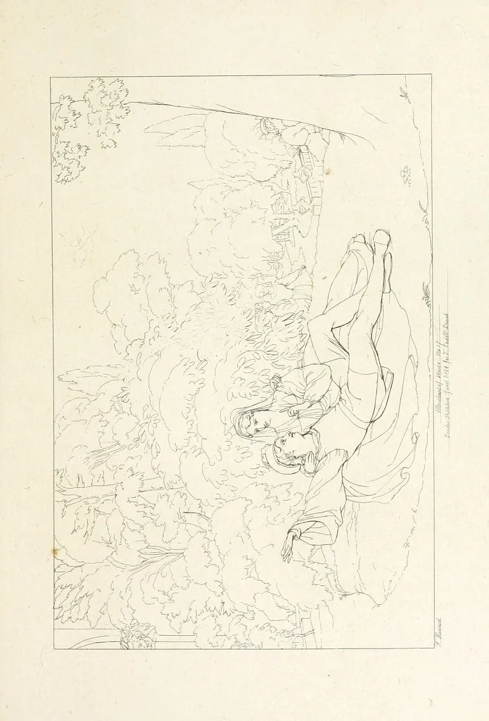An illustration from The Spirit of the Plays of Shakspeare exhibited in a Series of Outline Plates, illustrative of the story of each play ... With quotations and descriptions. L.P, 1833, leaf 69