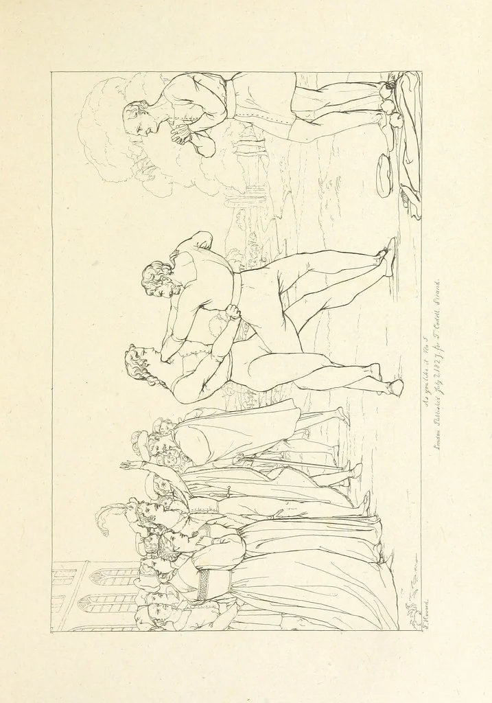 An illustration from The Spirit of the Plays of Shakspeare exhibited in a Series of Outline Plates, illustrative of the story of each play ... With quotations and descriptions. L.P, 1833, leaf 93