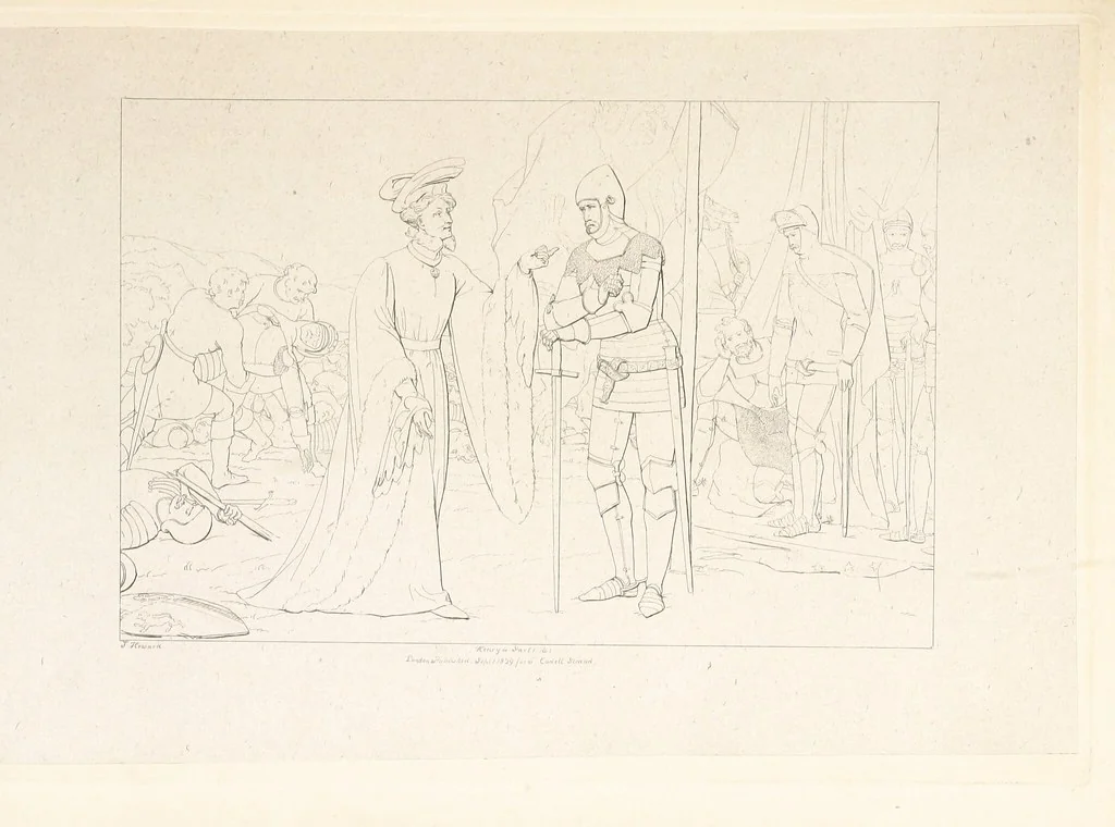 An illustration from The Spirit of the Plays of Shakspeare exhibited in a Series of Outline Plates, illustrative of the story of each play ... With quotations and descriptions. L.P, 1833, leaf 103