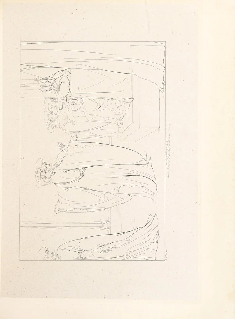An illustration from The Spirit of the Plays of Shakspeare exhibited in a Series of Outline Plates, illustrative of the story of each play ... With quotations and descriptions. L.P, 1833, leaf 105