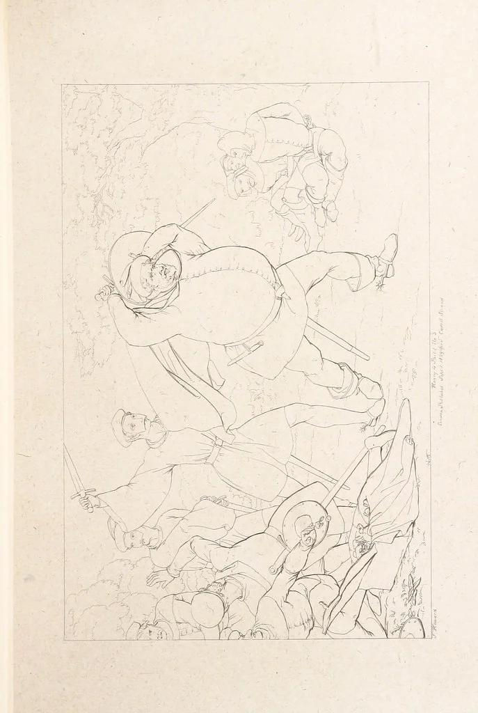 An illustration from The Spirit of the Plays of Shakspeare exhibited in a Series of Outline Plates, illustrative of the story of each play ... With quotations and descriptions. L.P, 1833, leaf 107