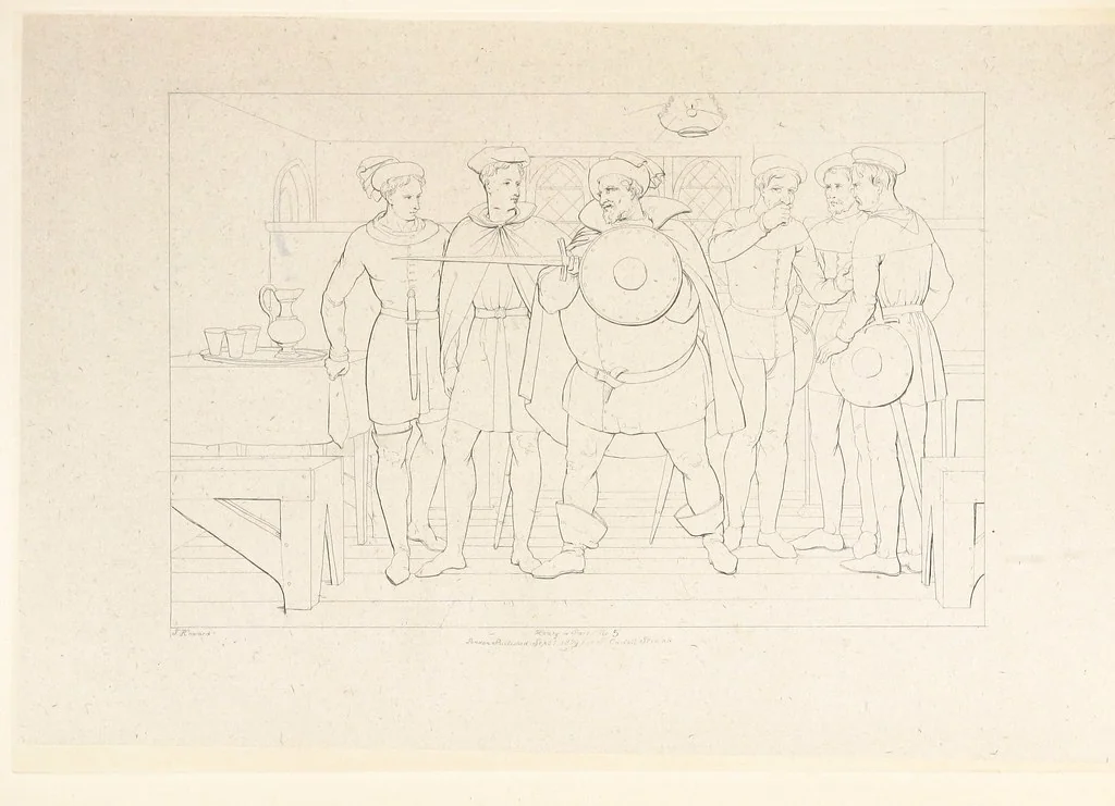 An illustration from The Spirit of the Plays of Shakspeare exhibited in a Series of Outline Plates, illustrative of the story of each play ... With quotations and descriptions. L.P, 1833, leaf 111