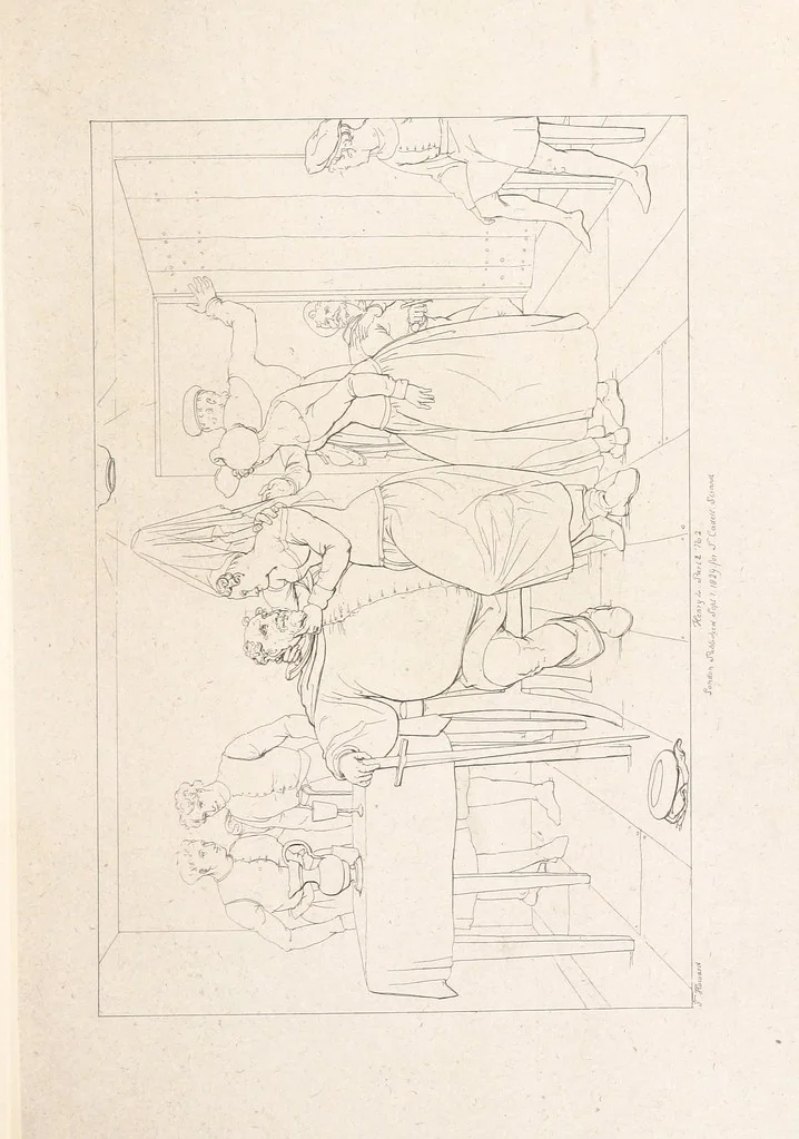 An illustration from The Spirit of the Plays of Shakspeare exhibited in a Series of Outline Plates, illustrative of the story of each play ... With quotations and descriptions. L.P, 1833, leaf 135