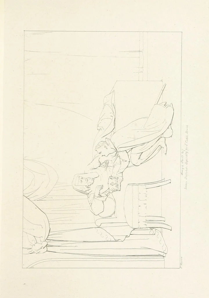 An illustration from The Spirit of the Plays of Shakspeare exhibited in a Series of Outline Plates, illustrative of the story of each play ... With quotations and descriptions. L.P, 1833, leaf 145