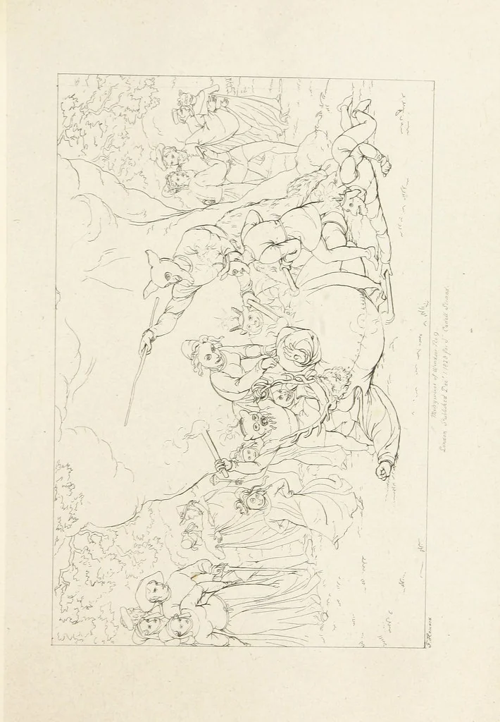 An illustration from The Spirit of the Plays of Shakspeare exhibited in a Series of Outline Plates, illustrative of the story of each play ... With quotations and descriptions. L.P, 1833, leaf 181