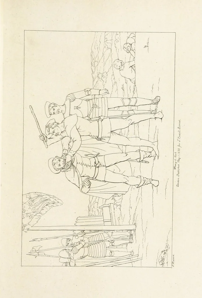 An illustration from The Spirit of the Plays of Shakspeare exhibited in a Series of Outline Plates, illustrative of the story of each play ... With quotations and descriptions. L.P, 1833, leaf 203