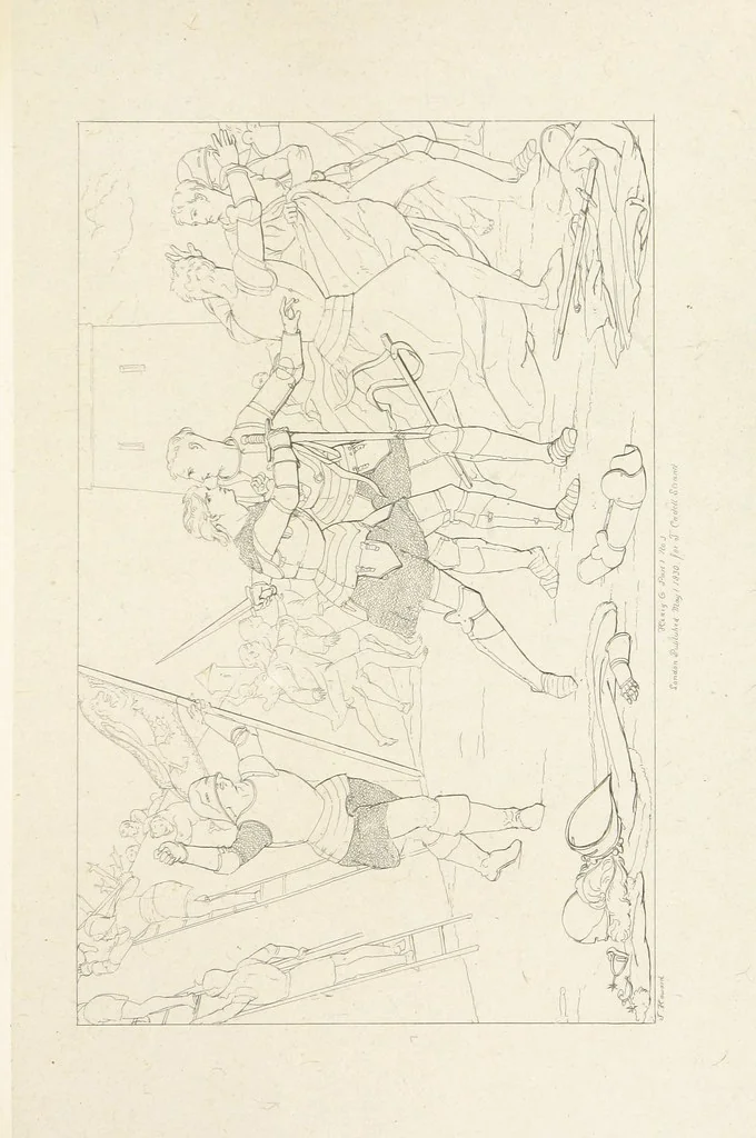 An illustration from The Spirit of the Plays of Shakspeare exhibited in a Series of Outline Plates, illustrative of the story of each play ... With quotations and descriptions. L.P, 1833, leaf 225