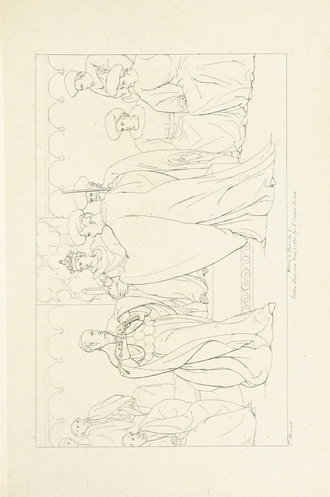 An illustration from The Spirit of the Plays of Shakspeare exhibited in a Series of Outline Plates, illustrative of the story of each play ... With quotations and descriptions. L.P, 1833, leaf 229