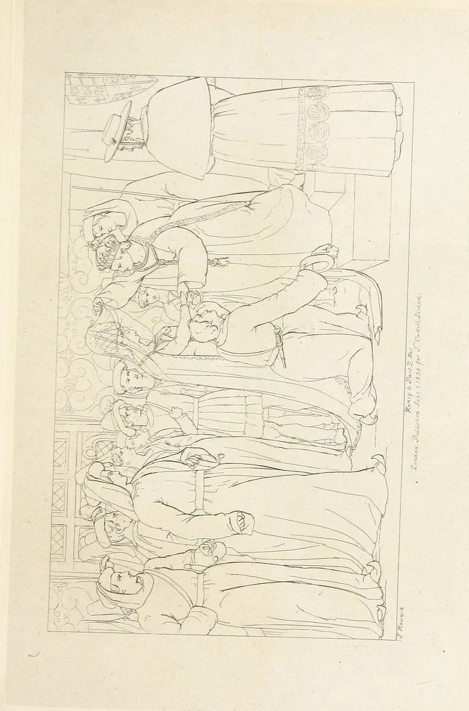 An illustration from The Spirit of the Plays of Shakspeare exhibited in a Series of Outline Plates, illustrative of the story of each play ... With quotations and descriptions. L.P, 1833, leaf 255