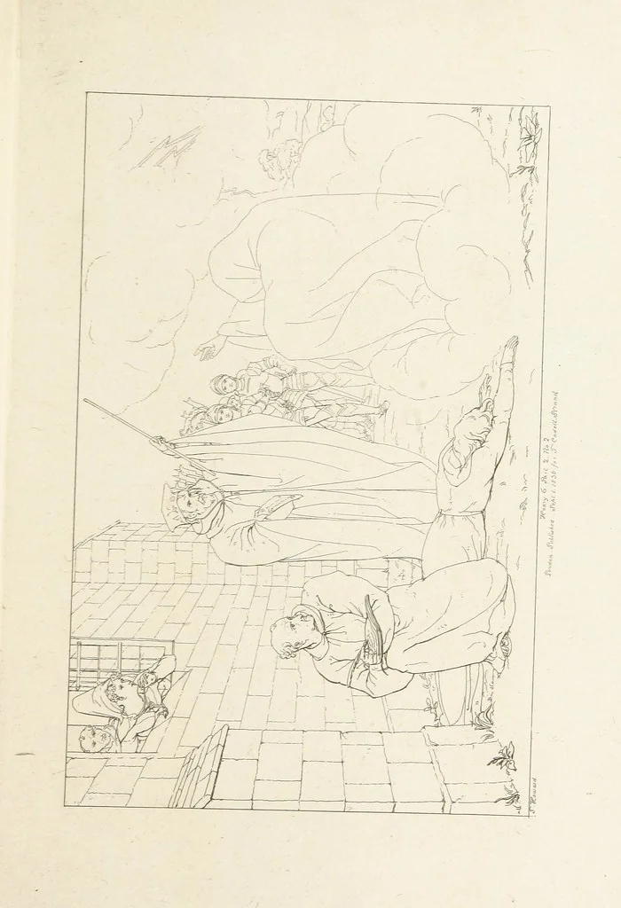 An illustration from The Spirit of the Plays of Shakspeare exhibited in a Series of Outline Plates, illustrative of the story of each play ... With quotations and descriptions. L.P, 1833, leaf 257