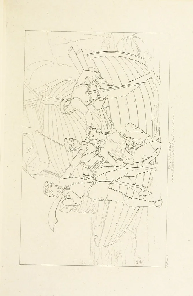 An illustration from The Spirit of the Plays of Shakspeare exhibited in a Series of Outline Plates, illustrative of the story of each play ... With quotations and descriptions. L.P, 1833, leaf 269