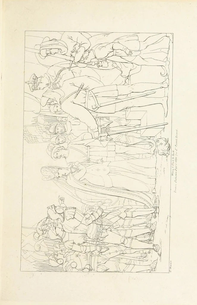 An illustration from The Spirit of the Plays of Shakspeare exhibited in a Series of Outline Plates, illustrative of the story of each play ... With quotations and descriptions. L.P, 1833, leaf 273
