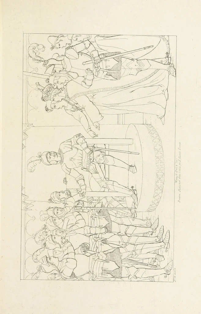 An illustration from The Spirit of the Plays of Shakspeare exhibited in a Series of Outline Plates, illustrative of the story of each play ... With quotations and descriptions. L.P, 1833, leaf 287