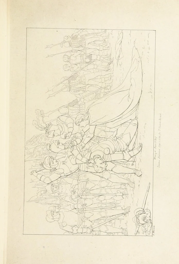 An illustration from The Spirit of the Plays of Shakspeare exhibited in a Series of Outline Plates, illustrative of the story of each play ... With quotations and descriptions. L.P, 1833, leaf 299