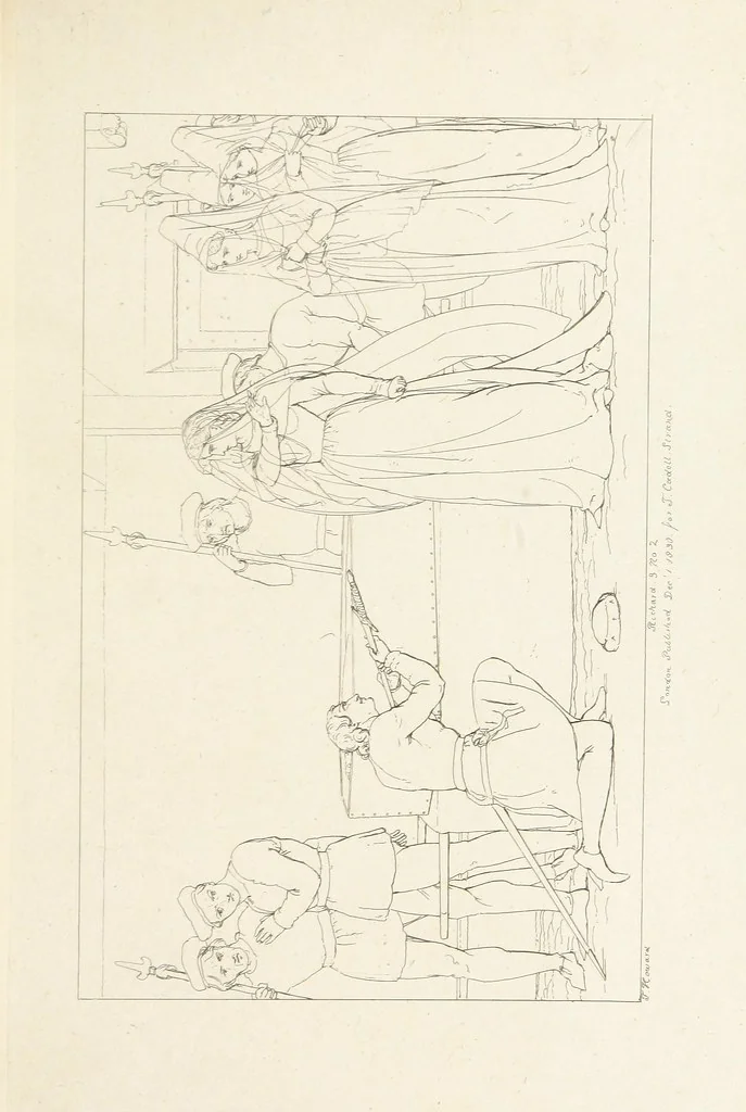 An illustration from The Spirit of the Plays of Shakspeare exhibited in a Series of Outline Plates, illustrative of the story of each play ... With quotations and descriptions. L.P, 1833, leaf 319
