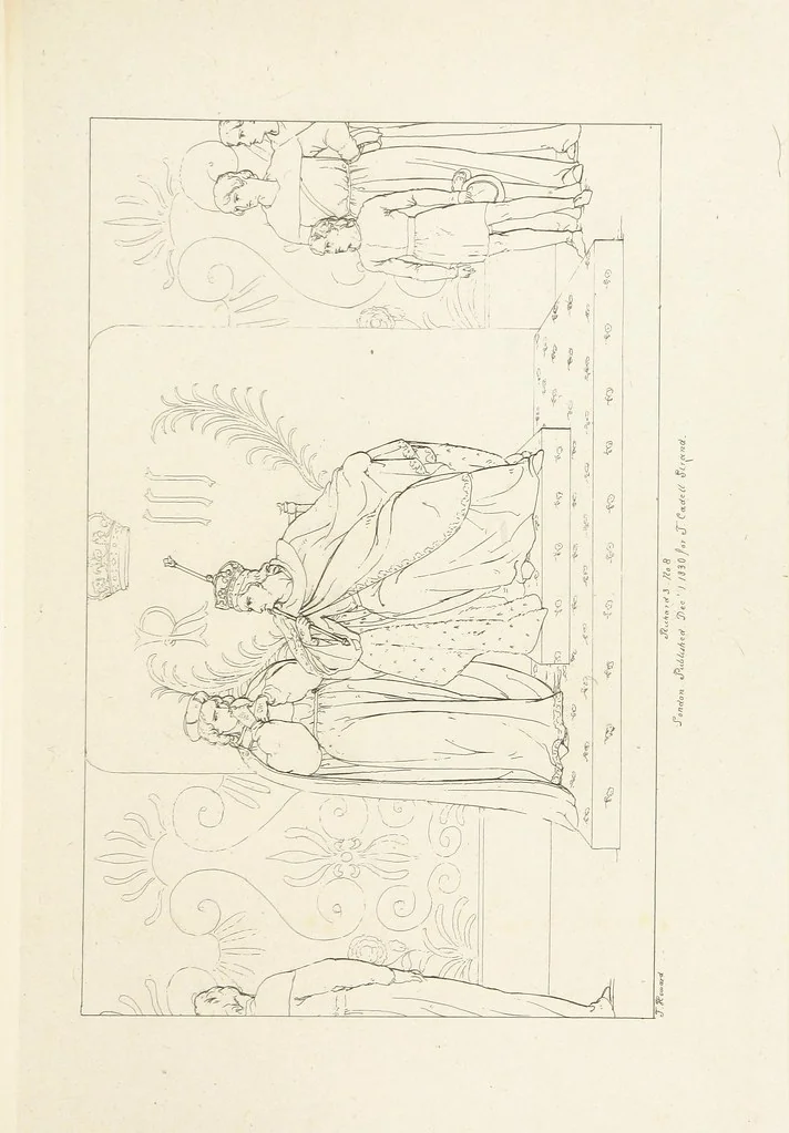 An illustration from The Spirit of the Plays of Shakspeare exhibited in a Series of Outline Plates, illustrative of the story of each play ... With quotations and descriptions. L.P, 1833, leaf 327