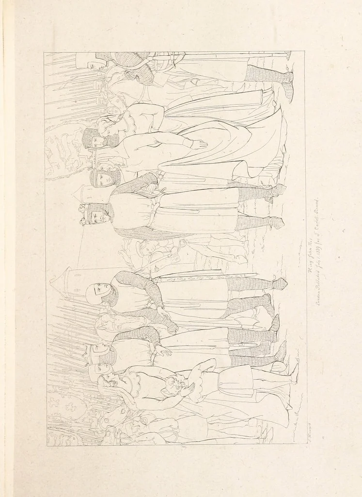 An illustration from The Spirit of the Plays of Shakspeare exhibited in a Series of Outline Plates, illustrative of the story of each play ... With quotations and descriptions. L.P, 1833, leaf 33