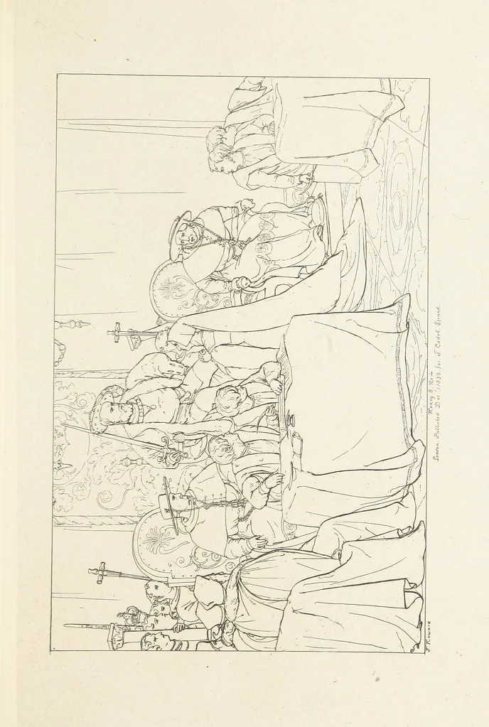 An illustration from The Spirit of the Plays of Shakspeare exhibited in a Series of Outline Plates, illustrative of the story of each play ... With quotations and descriptions. L.P, 1833, leaf 353
