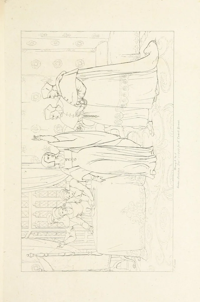 An illustration from The Spirit of the Plays of Shakspeare exhibited in a Series of Outline Plates, illustrative of the story of each play ... With quotations and descriptions. L.P, 1833, leaf 355