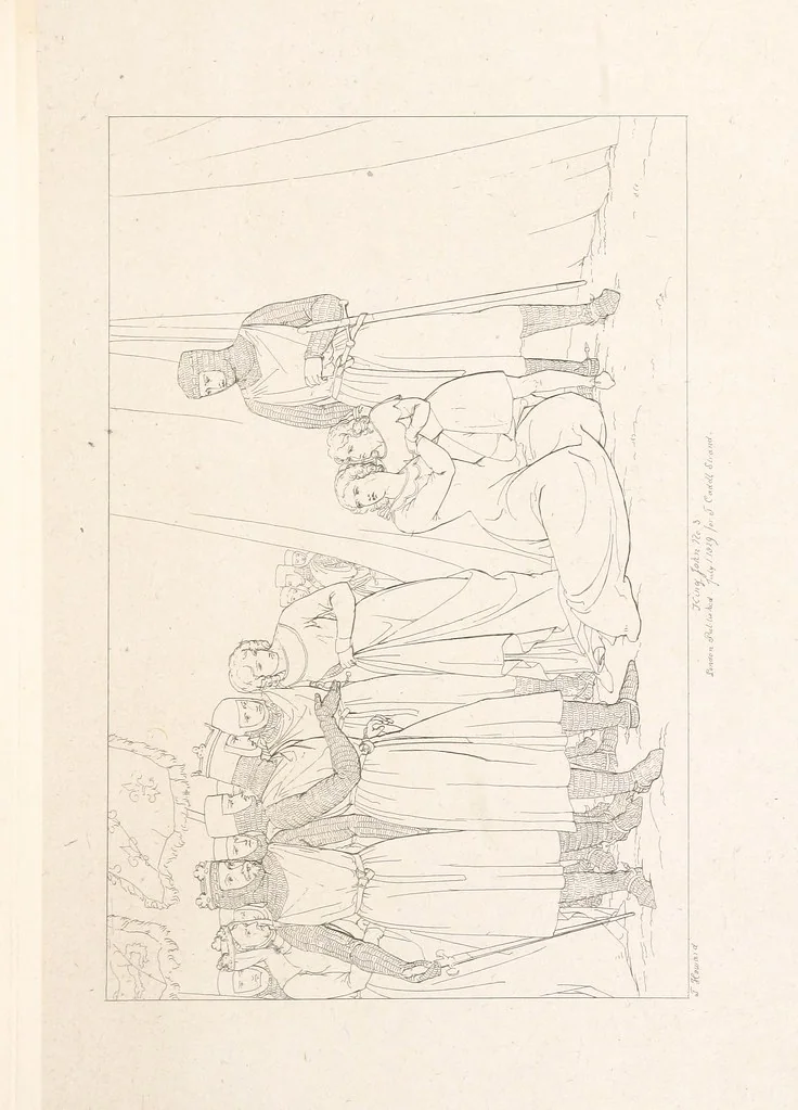 An illustration from The Spirit of the Plays of Shakspeare exhibited in a Series of Outline Plates, illustrative of the story of each play ... With quotations and descriptions. L.P, 1833, leaf 37