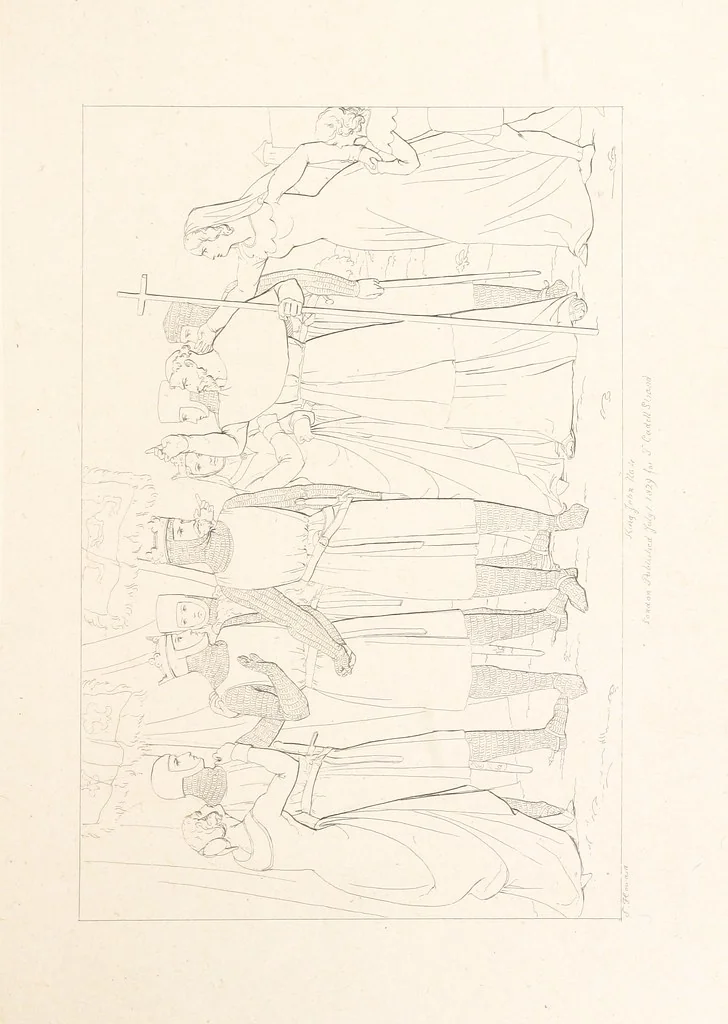 An illustration from The Spirit of the Plays of Shakspeare exhibited in a Series of Outline Plates, illustrative of the story of each play ... With quotations and descriptions. L.P, 1833, leaf 39