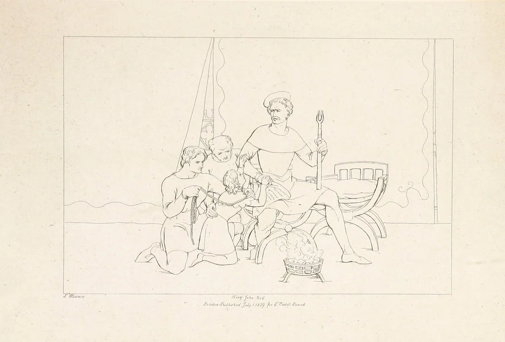 An illustration from The Spirit of the Plays of Shakspeare exhibited in a Series of Outline Plates, illustrative of the story of each play ... With quotations and descriptions. L.P, 1833, leaf 43