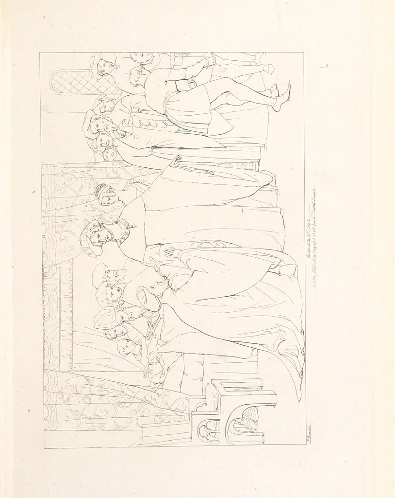 An illustration from The Spirit of the Plays of Shakspeare exhibited in a Series of Outline Plates, illustrative of the story of each play ... With quotations and descriptions. L.P, 1833, leaf 73