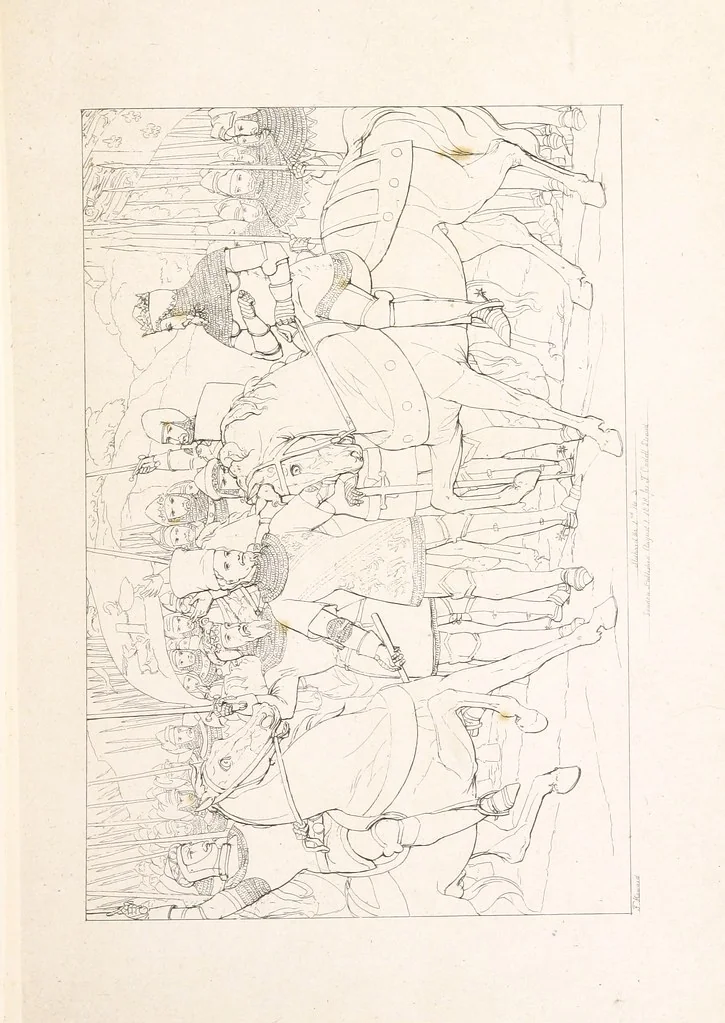 An illustration from The Spirit of the Plays of Shakspeare exhibited in a Series of Outline Plates, illustrative of the story of each play ... With quotations and descriptions. L.P, 1833, leaf 75