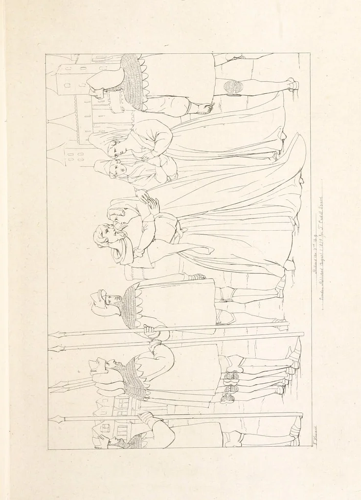 An illustration from The Spirit of the Plays of Shakspeare exhibited in a Series of Outline Plates, illustrative of the story of each play ... With quotations and descriptions. L.P, 1833, leaf 87