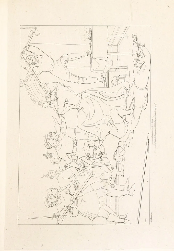 An illustration from The Spirit of the Plays of Shakspeare exhibited in a Series of Outline Plates, illustrative of the story of each play ... With quotations and descriptions. L.P, 1833, leaf 89